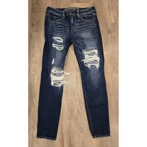 American Eagle Outfitters Jegging Jeans Womens 8short Blue‎ Distressed